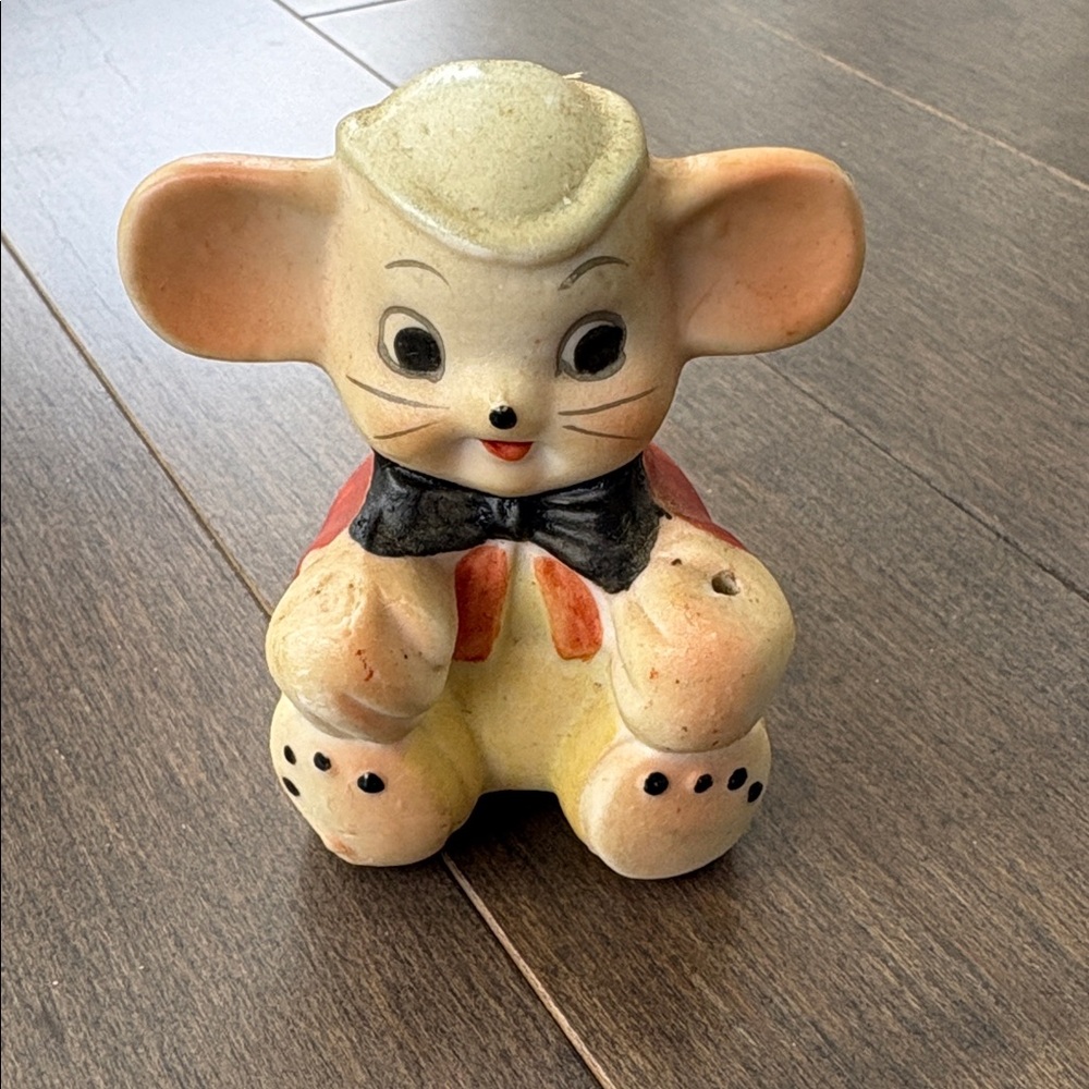 Vintage Mouse Figurine, Ceramic Decor Antique Knickknack Miniature Trinket